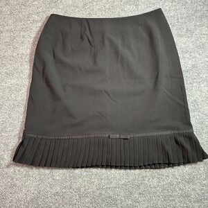 Worthington‎ Pencil Skirt Womens 12 Black Bow Pleated Hem Stretch Office